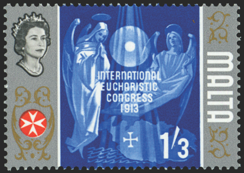 MALTA 1965-70 1s3d 'Eucharistic Congress' error, SG341a