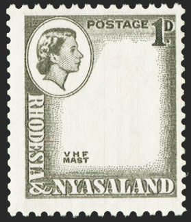 RHODESIA & NYASALAND 1959-62 1d (carmine-red and) grey-black error, SG19ac