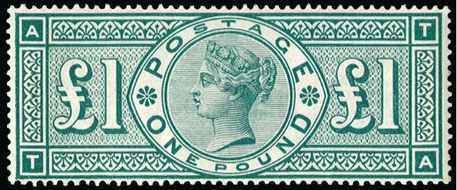 Great Britain 1891 £1 green plate 3, SG212.