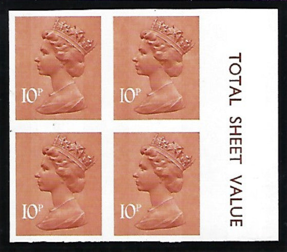Great Britain 1976 Queen Elizabeth II 10p orange-brown (2 bands), SGX886a.