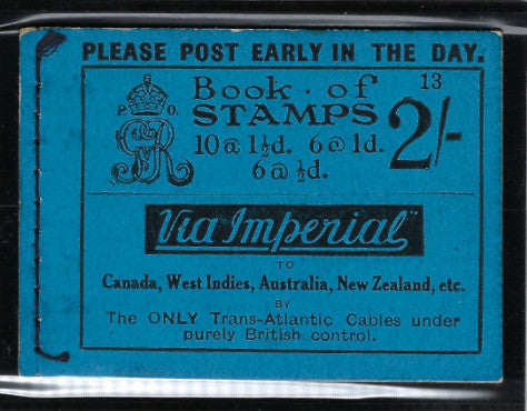Great Britain 1924 2s Booklet (Edition No. 13), SGBB12.