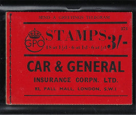 Great Britain 1938 3s booklet "Car & General Insurance Corpn. Ltd", SGBD22.