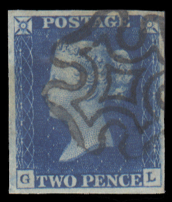 Great Britain 1840 2d Pale blue Plate 1, SG6