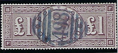Great Britain 1888 Queen Victoria Surface Printed £1 brown lilac (watermark, Three Orbs), SG186.