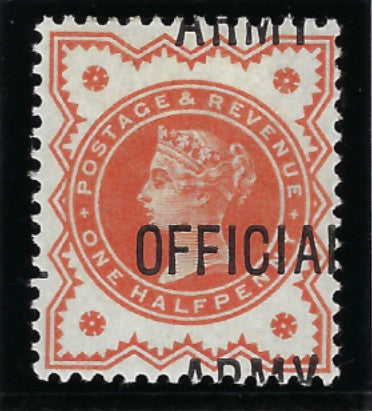 Great Britain 1896 ½d vermillion (Army Official), SGO41b.
