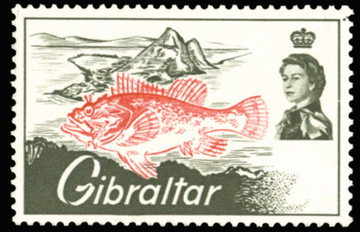 Gibraltar 1966 Angling 7d, error 'Black (value and inscription) omitted, SG191a