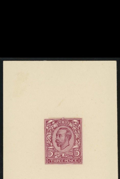 Great Britain 1911 3d Engravers Sketch Die for Unissued Value, SGPFISCAL
