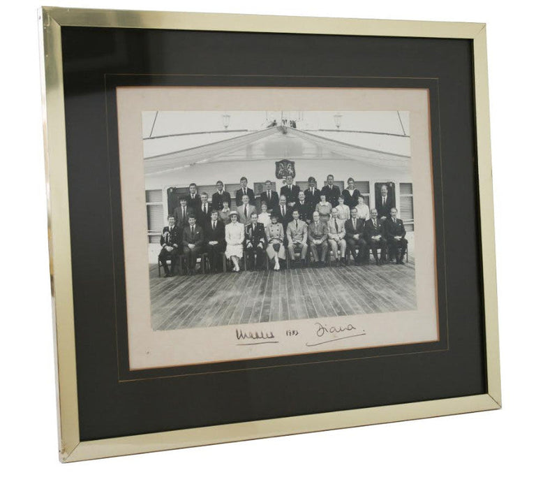 Prince Charles and Princess Diana signed HMS Britannia photo