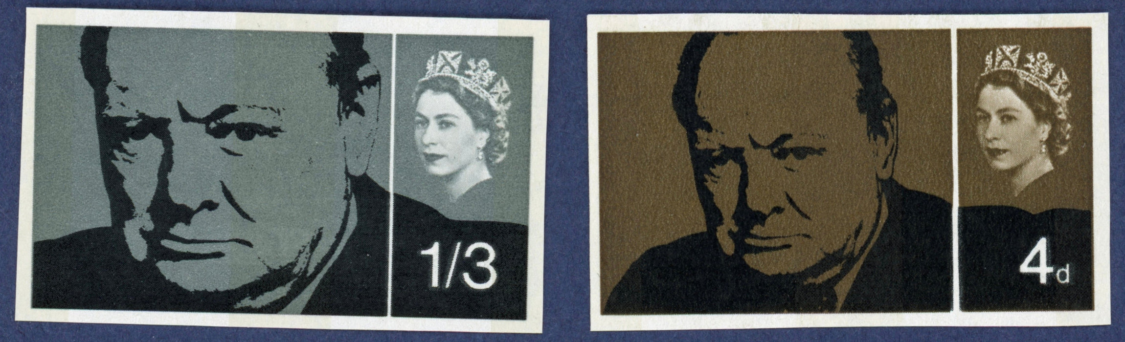 Great Britain 1965 4d-1s3d Churchill Commemoration (Phosphor) imprimaturs, SG661/2p var