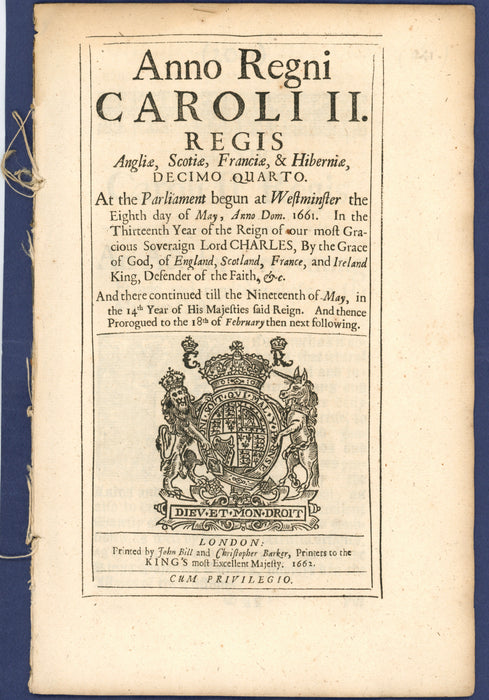 Act for Preventing Frauds and Abuses in His Majesty's Customs 1662