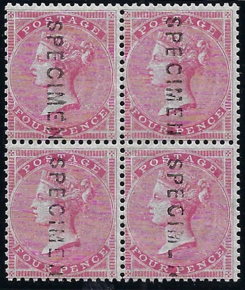 Great Britain 1856 3d Carmine on thick blued highly glazed paper Plate 1. SG63s
