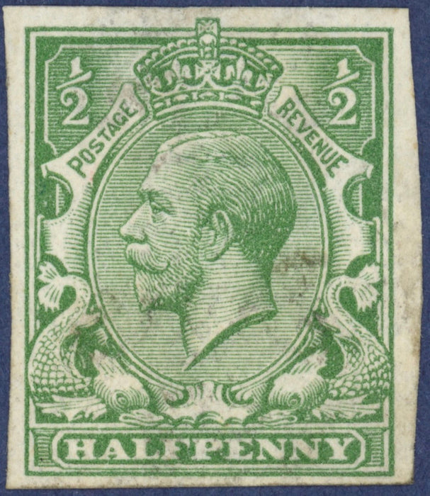 Great Britain 1913 ½d light green trial, SG351var
