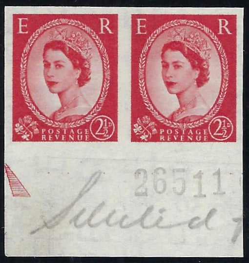 Great Britain 1956 2½d Carmine-red 'Wildings' (Watermark St Edwards Crown Sideways) SG544var