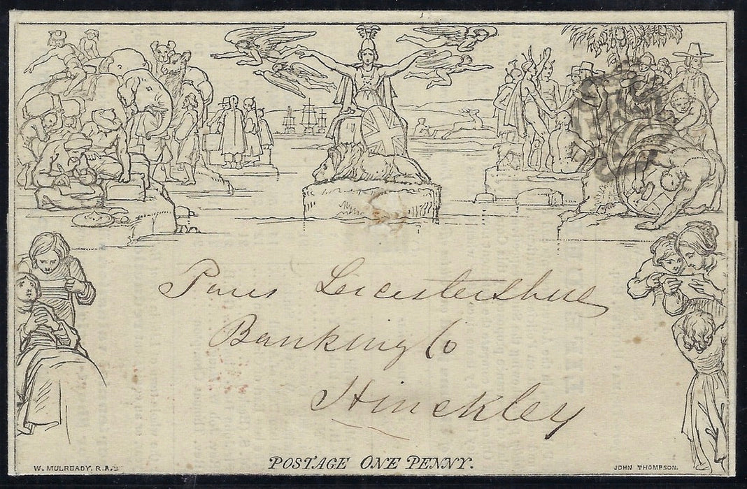 Great Britain 1840 1d Mulready letter sheet, Stereo A18, forme 2, SGME1
