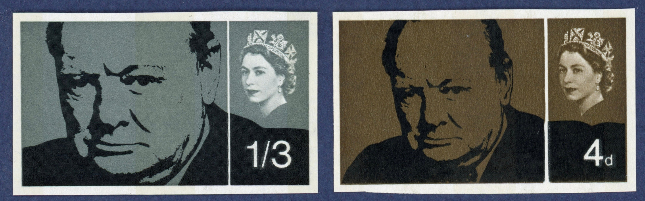 Great Britain 1965 4d-1s3d Churchill Commemoration (Phosphor) imprimaturs, SG661/2p var