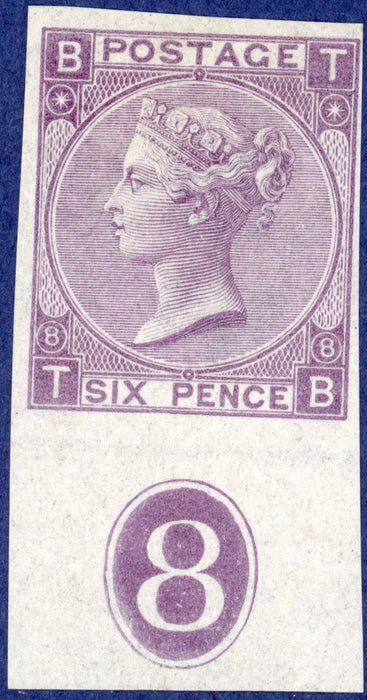 Great Britain 1869 6d dull violet Plate 8 imprimatur, SG108var