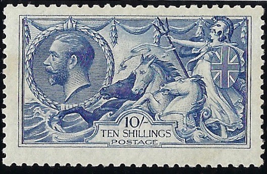 Great Britain 1915 10s blue "Seahorse", SG412