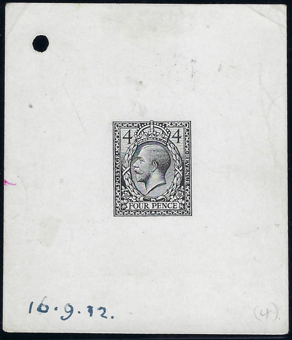 Great Britain 1912 4d Die Proof of Eve's Wreath Design, SG379var