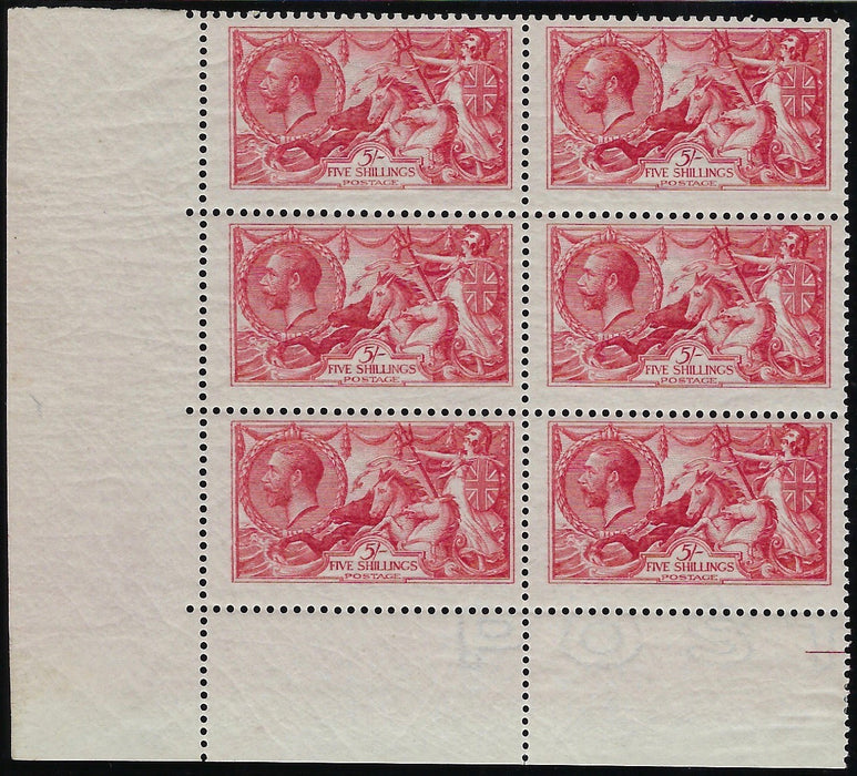 Great Britain 1913 5s Rose-carmine "Seahorses", SG401