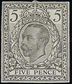 Great Britain 1911 5d Engraver's sketch die (Die 2 Head)