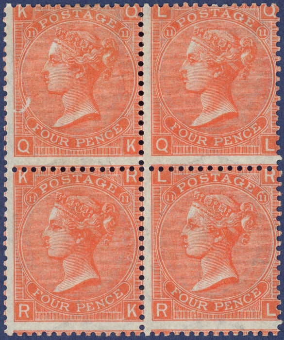 Great Britain 1872 4d vermillion Plate 11, SG94
