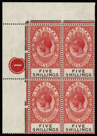 Gibraltar 1925-32 5s carmine and black SG105