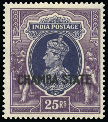 I.C.S. Chamba 1938 25r slate-violet and purple SG99a