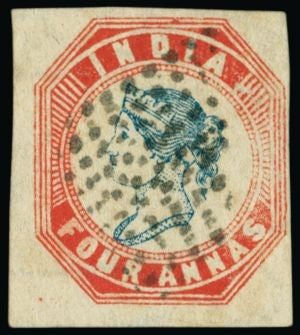India 1854-55 4a blue and red used SG23