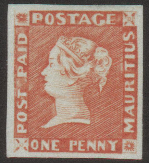 Mauritius 1854 1d bright vermillion, SG10