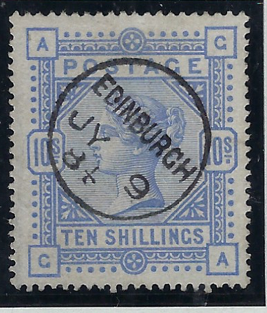 Great Britain 1884 10s Cobalt (White paper). SG182