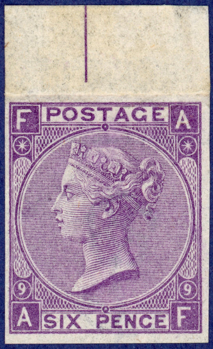 Great Britain 1869 6d mauve Plate 9 imprimatur, SG109var
