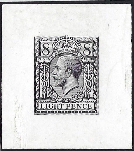 Great Britain 1912 8d Trial of Mr. Eve's Pillar design die proof, SG390var
