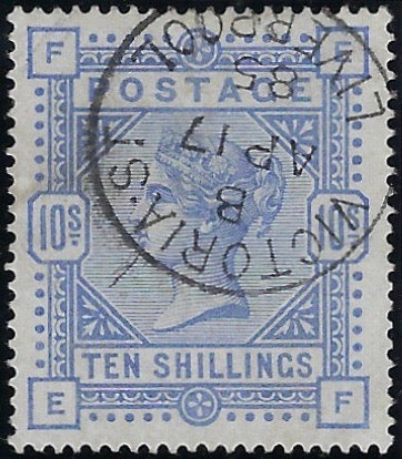Great Britain 1884 10s Cobalt. SG182