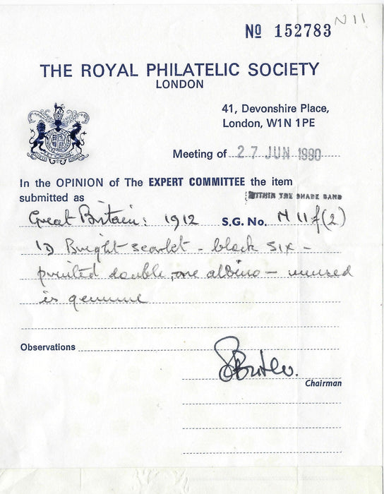 Great Britain 1912 1d Bright scarlet (Watermark Crown, Die 2), SG341B