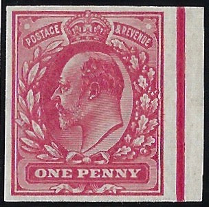 Great Britain 1906 1d imperforate colour trial, SG219var