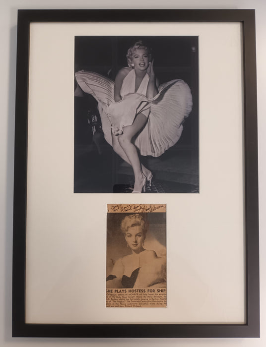 Marilyn Monroe Autographed Newspaper Clipping