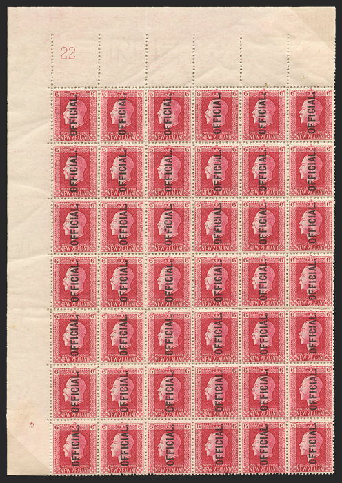 NEW ZEALAND 1915-27 6d carmine Official variety, SGO102b/c