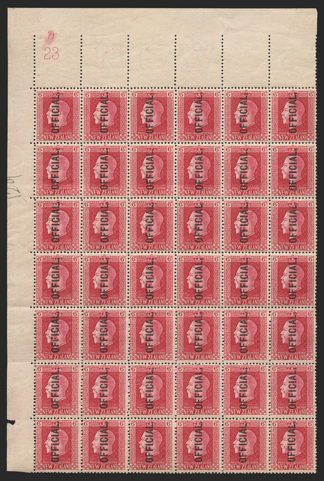 NEW ZEALAND 1915-27 6d carmine Official variety, SGO102b/c