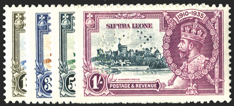 SIERRA LEONE 1935 Silver Jubilee set of 4 to 1s SPECIMENS, SG181s/4s