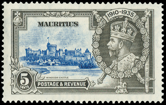 MAURITIUS 1935 Silver Jubilee 5c ultramarine and grey variety, SG245g