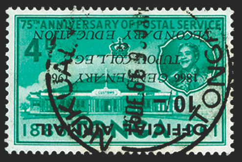 TONGA 1966 Tupou College 10s on 4d blue-green Official, error, SGO19a