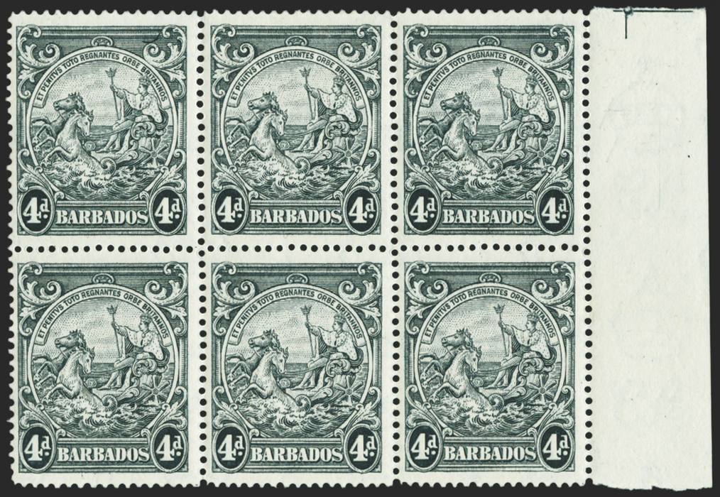BARBADOS 1938-47 4d black (UNUSED), SG253d/db