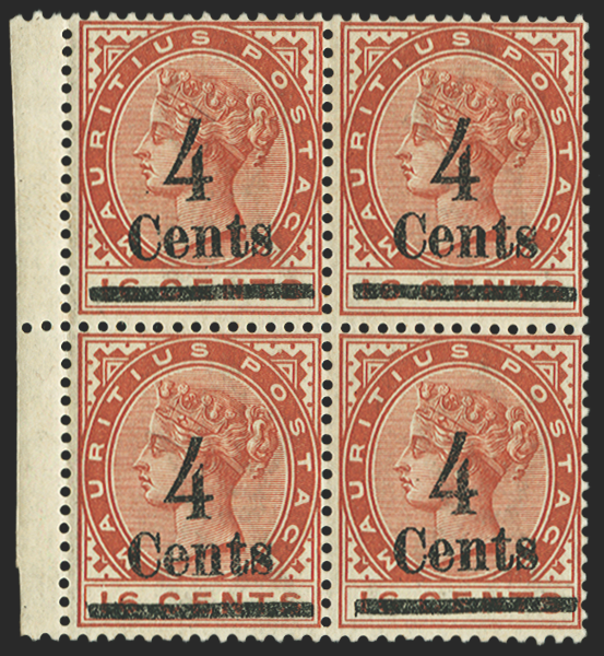 MAURITIUS 1900 4c on 16c chestnut, SG137