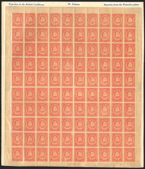 BRITISH GUIANA 1865 Waterlow reprints of the 1853 1c vermillion and 1853-55 4c pale blue, SG1120