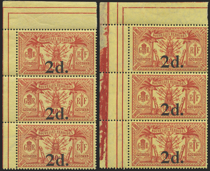 NEW HEBRIDES 1920-21 2d on 40c red/yellow, SG35