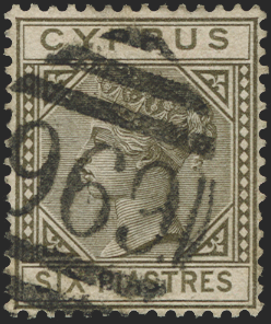 CYPRUS 1881 6pi olive-grey, SG15