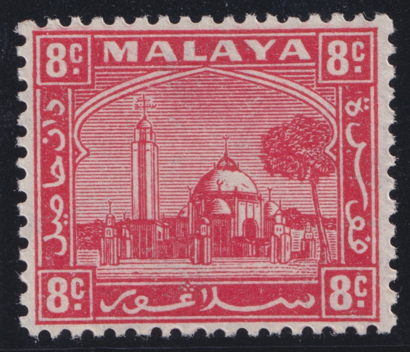 Malaya - Selangor 1935-41 8c scarlet on thin striated paper, SG75var