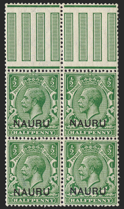 NAURU 1916-23 ½d yellow-green variety, SG1b var