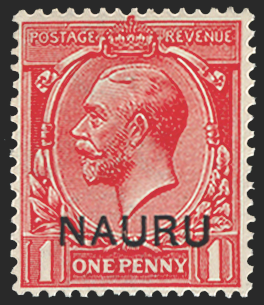 NAURU 1916-23 1d carmine-red variety, SG2cb