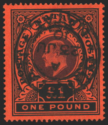 South Africa 1908-09 £1 purple and black/red used in Natal, SGZ52